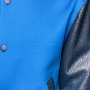 เสื้อแจ็คเก็ตสีน้ำเงิน ติดกระดุมด้านหน้า ทำจากผ้าขนสัตว์ แขนยาว แบบวาร์ซิตี้สำหรับนักศึกษา - Product Image 3