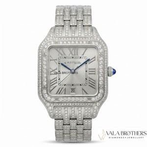 Reloj Cartier Tankk con Diamantes para Mujer, Caja Rectangular de Oro Blanco de 30 mm, Movimiento de Cuarzo Analógico, Esfera con Números Romanos, Cierre Desplegable - Product Image 1