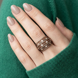 Anillo de cóctel de oro blanco de 18k con diamante marrón de talla brillante y engaste de puntas, clásico y moderno, para compromiso, boda, aniversario o fiesta, para mujer - Product Image 2