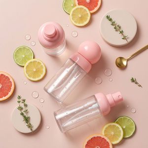 Cylindrical PET Plastic Container 50ml 80ml 100ml Clear Pink Fine <b>Mist</b> Spray Pump <b>Bottle</b> for Body <b>Mist</b> Sunscreen Perfume - Product Image 4