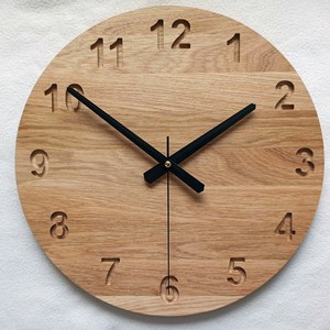 Hand Crafted Wooden <b>Wall</b> <b>Clock</b> Silent Quartz Round Analog Battery Powered Decorative Timepiece for Living Room <b>Bedroom</b> Office - Product Image 4