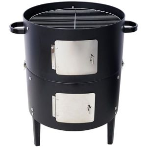 Griglia BBQ Rotonda in Acciaio Resistente da 17 Pollici, Affumicatore a Carbone Nero per Cucina all'Aperto - Product Image 1