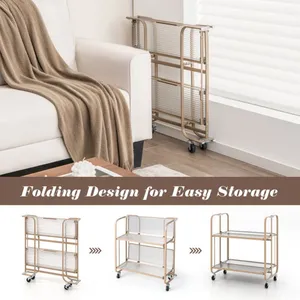Handmade Metal Rolling Kitchen Utility <b>Cart</b> with Powder Coated Steel Construction Spacious Storage Shelves Heavy Duty Wheels - Product Image 4