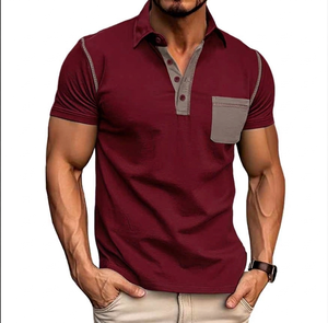 Custom <b>Men's</b> Spandex/Polyester Casual Streetwear Short Sleeve Button Jersey <b>for</b> Shirts Regular Boxy <b>Studs</b> Lapel Stripe Solid - Product Image 5