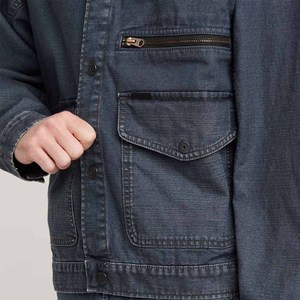 Dark navy <b>denim</b> <b>jacket</b> for men casual <b>custom</b> outerwear button up breathable seamless fashion coat gym sport workout streetwear - Product Image 2