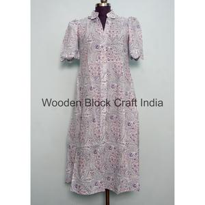Vestido Informal de Algodón 100% para Mujer, Estilo Midi, Cuello en V, Manga Corta, Estampado Floral, Transpirable y Natural - Product Image 3
