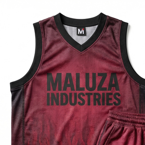ชุดบาสเก็ตบอลสตรีท ชุดฝึกซ้อมระดับโปร กางเกงขาสั้นผ้าตาข่ายระบายอากาศ ชุดทีมสั่งทำพิเศษ Maluza Industries Elite - Product Image 1