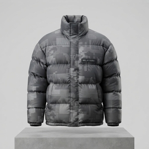 Men Digital <b>Camo</b> Puffer <b>Jacket</b> High Collar Quilted Winter Warm Insulated Outdoor Casual <b>Jacket</b> OEM ODM Wholesale - Product Image 1