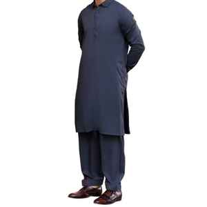 Ensemble de costume 2 pièces pour homme, style africain, shalwar kameez, robe décontractée, col rond, vêtements musulmans, thermique, toutes saisons, grande taille - Product Image 1
