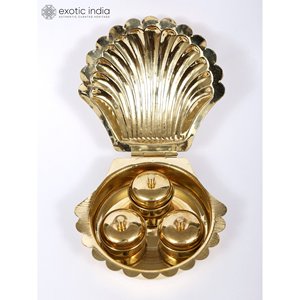 Caja de almacenamiento decorativa atractiva de 5 pulgadas Oyster Kumkum en latón para decoración del hogar y fines de regalo - Product Image 3