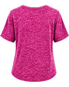 Camiseta de Mujer con Cuello en V, Diseño Abstracto Magenta Personalizado, Manga Corta, con Bolsillo, Ligera, Transpirable, Moda Verano - Product Image 2