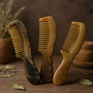 Handmade Natural Buffalo Horn Hair Comb Anti-Static Detangling <b>Beard</b> Styling Tool for Healthy Hair <b>Care</b> - Product Image 3