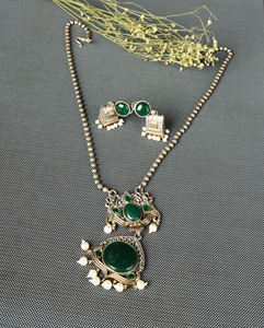 Conjunto de Joyería de Plata Oxidada con Piedra de Ónix, Diseño Étnico Bohemio para Parejas, Regalo de Boda o Compromiso para Mujer - Product Image 2