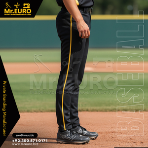 Pantalon de baseball unisexe personnalisé 100 % polyester, imprimé par sublimation, anti-humidité, antibactérien, coupe ajustée, braguette zippée, design rayé - Product Image 3