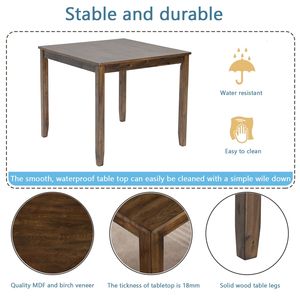 <b>Small</b> Space 4-Person Dining <b>Table</b> Wooden Square <b>Kitchen</b> <b>Table</b> in Walnut ONLY the <b>TABLE</b> - Product Image 4