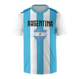 Camiseta de Fútbol de Argentina para Hombre, Manga Corta, Cuello Redondo, Transpirable, de Poliéster, Ropa Deportiva para Adultos - Product Image 2