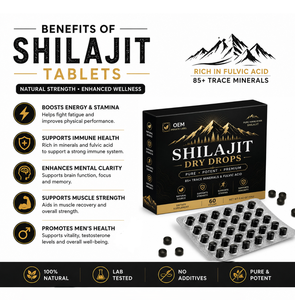 Shilajit himalayen authentique en gouttes sèches 500mg, comprimés de shilajit pur riches en acide fulvique et oligo-éléments pour soutenir l'énergie et la résistance. - Product Image 2