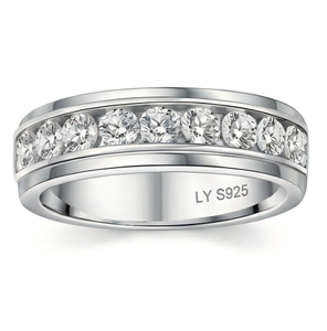 Eternity Band <b>Ring</b> 925 Silver Plated 18K <b>Gold</b> Plated Rhodium Plated Rose <b>Gold</b> Plated Moissanite Round Pave <b>Set</b> - Product Image 5