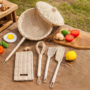 Children baking toy handmade miniature <b>bakeware</b> high quality rattan toys for kitchen pretend play - Product Image 6