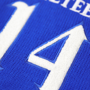 Cardigan en laine Phi Beta Sigma bleu roi et blanc, avec lettres grecques, boutonné, tricoté, vêtement de fraternité, coupe premium - Product Image 5