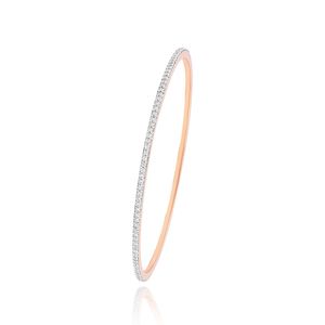 Brazalete Delgado de Oro Rosa de 14K con Diamantes Redondos, Estilo Eternity Completo - Product Image 1