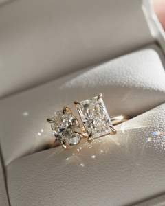 14K Gold IGI Certified Oval & Radiant Cut <b>Two</b> <b>Stone</b> Lab Grown Diamond Toi Et Moi <b>Ring</b> Custom Handmade Luxury Engagement <b>Ring</b> RTS - Product Image 6