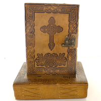 Carnet en cuir gaufré avec croix de Jésus, 5 x 7 pouces, avec serrure, fait main, carnet chrétien vintage, journal d'écriture, cadeau