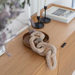 Acacia Wood Chain Link Decor, <b>Coffee</b> <b>Table</b> Accessories, Bookshelf Decors, Sculpture for Shelves, Wooden Decorative Object - Product Image 3