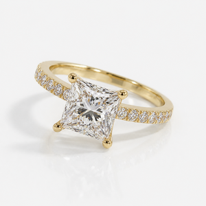 Real 10K Gold E VS1 Clarity Engagement Ring VBSR-163 Lab Grown Diamond Princess Cut Eternity Ring 2.32CTW Twisted Wedding Ring - Product Image 1
