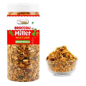 Mélange de brocoli et de millet au masala, aromatisé aux épices indiennes, texture semi-molle, saveur savoureuse, mélange de collation Namkeen pour tous les jours - Product Image 1