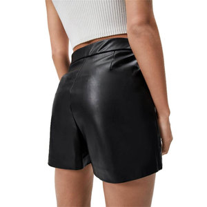 LUXE ATTIRE INDUSTRY <b>Women</b> PU Leather <b>Skorts</b> High Waist Elastic Waist Wide Leg Casual Knitted Loose Fit Custom Logo OEM - Product Image 5