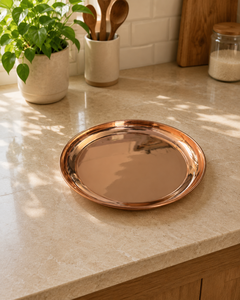 Plato de cobre pulido para servir, bandeja clásica vintage minimalista de lujo, sin BPA, duradero, hecho a mano, apto para alimentos, para fiestas, estilo antiguo. - Product Image 2