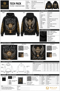 OEM Custom Oversized <b>Y2K</b> <b>Streetwear</b> Hoodie 400+ GSM Washed Cotton Fleece Rhinestone Cross Angel Wings Distressed Hem Pullover - Product Image 4