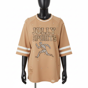 Camiseta de Béisbol para Mujer, de Alta Calidad, Tela de Poliéster GSM, Color Arena, Paneles Raglán, Logotipo Personalizado, Camiseta de Béisbol de Algodón para Mujer - Product Image 6