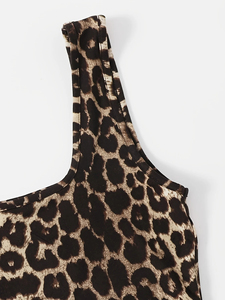 Women Leopard Print Square Neck Crop Tank <b>Top</b> Wide Straps Sleeveless Slim Fit <b>Y2K</b> Short Cami <b>Top</b> Summer Casual Streetwear Vest - Product Image 2