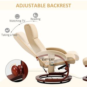 Fauteuil inclinable électrique en similicuir beige avec repose-pieds, 10 points de vibration, télécommande, canapé sectionnel pour salon - Product Image 5