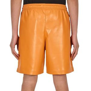 Streetwear Custom <b>Men</b> <b>3</b>/<b>4</b> <b>Short</b> Pants Elastic Waist Leather <b>Shorts</b> with Wide Leg Sporty Windproof Side Stripe - Product Image 2
