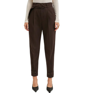 Pantalon pour femmes, noir, taille haute, pattes évasées, élégant, tendance de la mode pour le bureau - Product Image 4