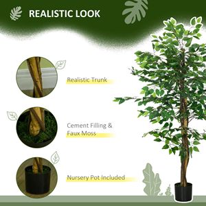 Albero di Banyan Artificiale Sempreverde da Interno di 1,5 m con Vaso per Decorazioni di Halloween, Casa, Ufficio e Soggiorno - Product Image 4