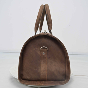 Bolsa de Viaje Clásica de Cuero Genuino en Forma de Barril con Cierre de Cremallera y Asa Redonda Unisex - Product Image 2