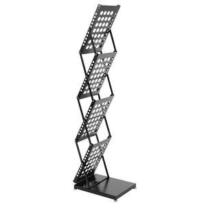 Revistero Metálico Negro de 4 Niveles, Portátil, Plegable y de Diseño Contemporáneo - Product Image 2