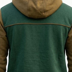 เสื้อสเวตเชิ้ตมีฮู้ดสีเขียวและสีน้ำตาลสำหรับผู้ชาย ทรงปกติ แจ็คเก็ตผ้าฟลีซลำลองสำหรับฤดูใบไม้ร่วง เสื้อฮู้ดซิปหน้าทนทานสำหรับผู้ชาย เนื้อผ้านุ่ม - Product Image 6