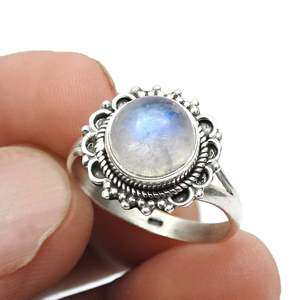 Handmade Solid 925 Sterling Silver <b>Ring</b> Unique And Classic Design <b>Ring</b> With Natural Rainbow <b>Moonstone</b> Gemstone Bohemian <b>Ring</b> - Product Image 2