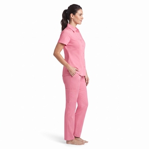 Blusa Médica Profesional para Mujer, Manga Corta, Cierre de Botones, Chaqueta de Enfermera con Bolsillos, Transpirable, Ropa de Trabajo para Hospital - Product Image 4