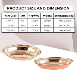 Copper Round Serving Tray with Hammered Texture Durable Antique Finish for Kitchen Use - Product Image 3