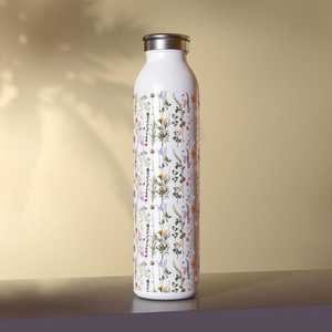 Botella de agua de acero inoxidable con diseño floral, portátil, para viaje, con tapa, estilo clásico. - Product Image 3