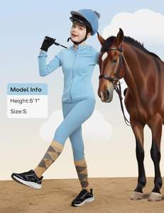 Veste d'équitation pour femmes, à capuche, fermeture éclair intégrale, manches longues, trous pour les pouces, hiver, 92% polyester, 8% élasthanne - Product Image 6