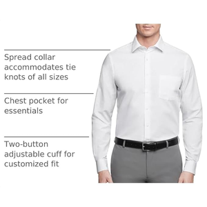 Camisa de vestir de popelina de corte regular para hombre, camisa de manga larga de color liso con cuello extendido para negocios y oficina - Product Image 4