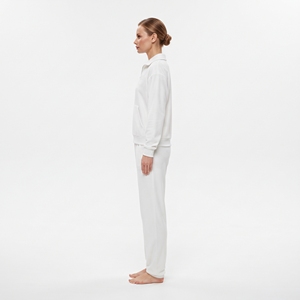 <b>Women's</b> <b>White</b> Fleece <b>Tracksuit</b> Half-Zip Pullover With Front Logo Side Pockets Casual Winter Wear Full Length Regular Fitcccccccc - Product Image 4