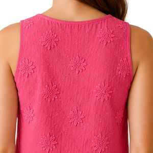 Top Corto Rosa con Bordado Floral para Mujer, Chaleco de Verano sin Mangas de Algodón, Logotipo Personalizado, Moda Casual Urbana - Product Image 5